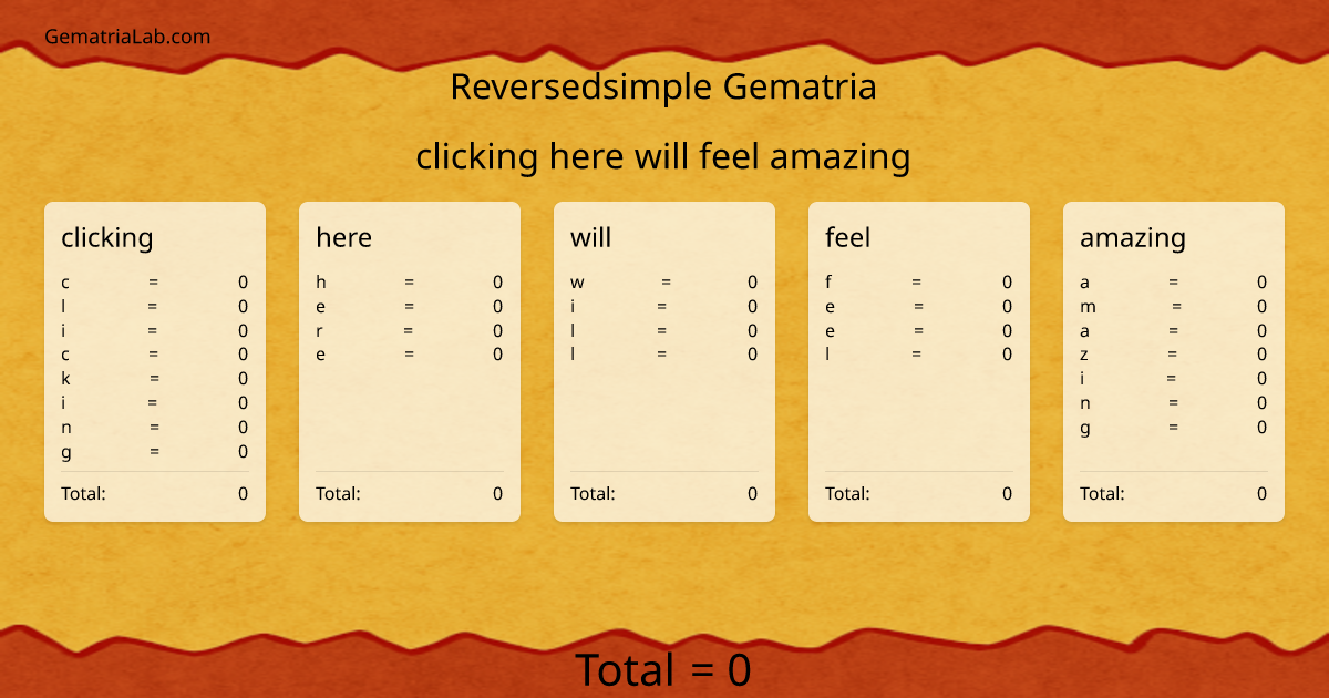 clicking here will feel amazing in reversedsimple Gematria